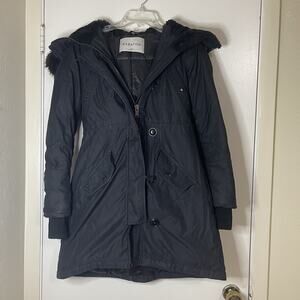 Aritzia Babaton Vista Ridge black hooded parka coat with removable hood XS